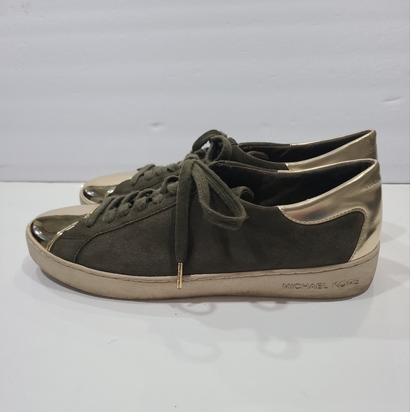 Michael Kors Frankie Suede Gold and Olive Women's Sneakers Sz.11 M - Picture 5 of 11